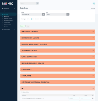 Capturing data for indicators based on permissions assigned to the user